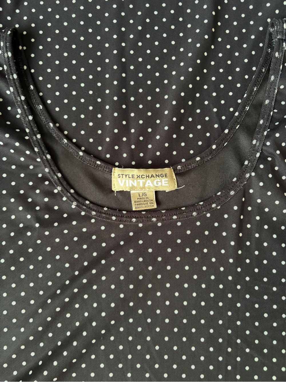 Vintage Style Exchange Black Polka Dot Mesh Maxi Dress Size Large - Picture 4 of 5